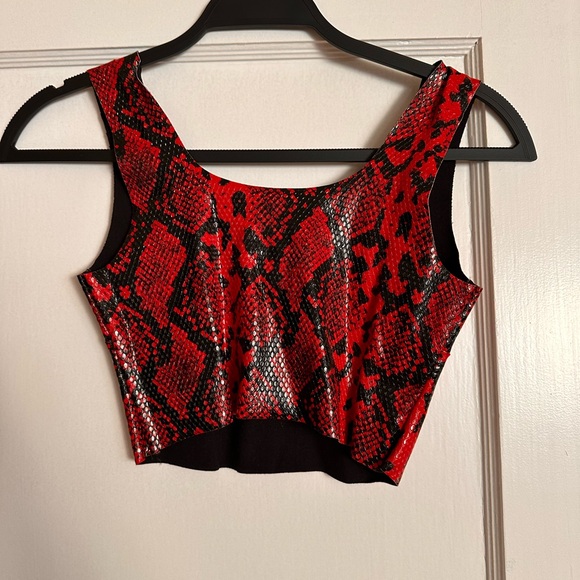 Commando Tops - Commando Red and Black Snake Print Crop Top